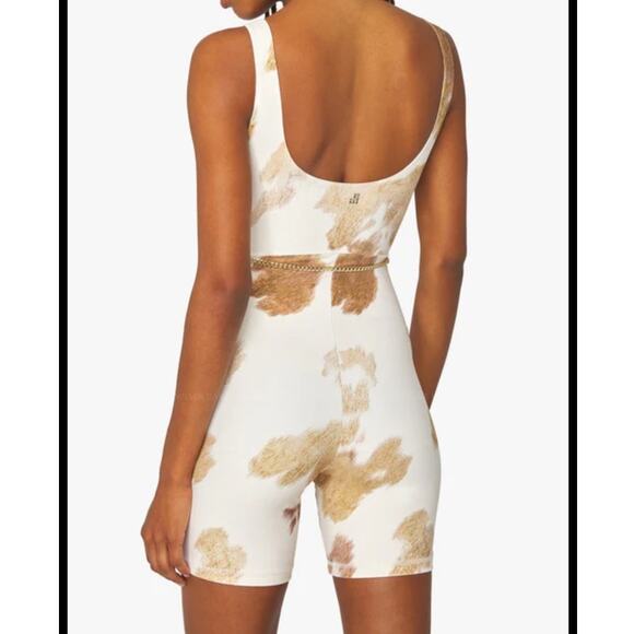 NWT We Wore What Cowhide Scoop Neck Romper Chain Women's Large - Picture 3 of 9